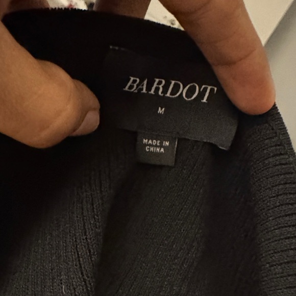 BARDOT Rosario Long Sleeve Front Cutout Knitted Black Bodysuit Medium - Picture 7 of 7